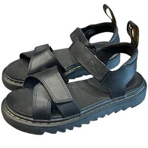 Dr. Martens Black Vossie Leather Strappy Platform Chunky Sandal Girl Sz 3 Grunge